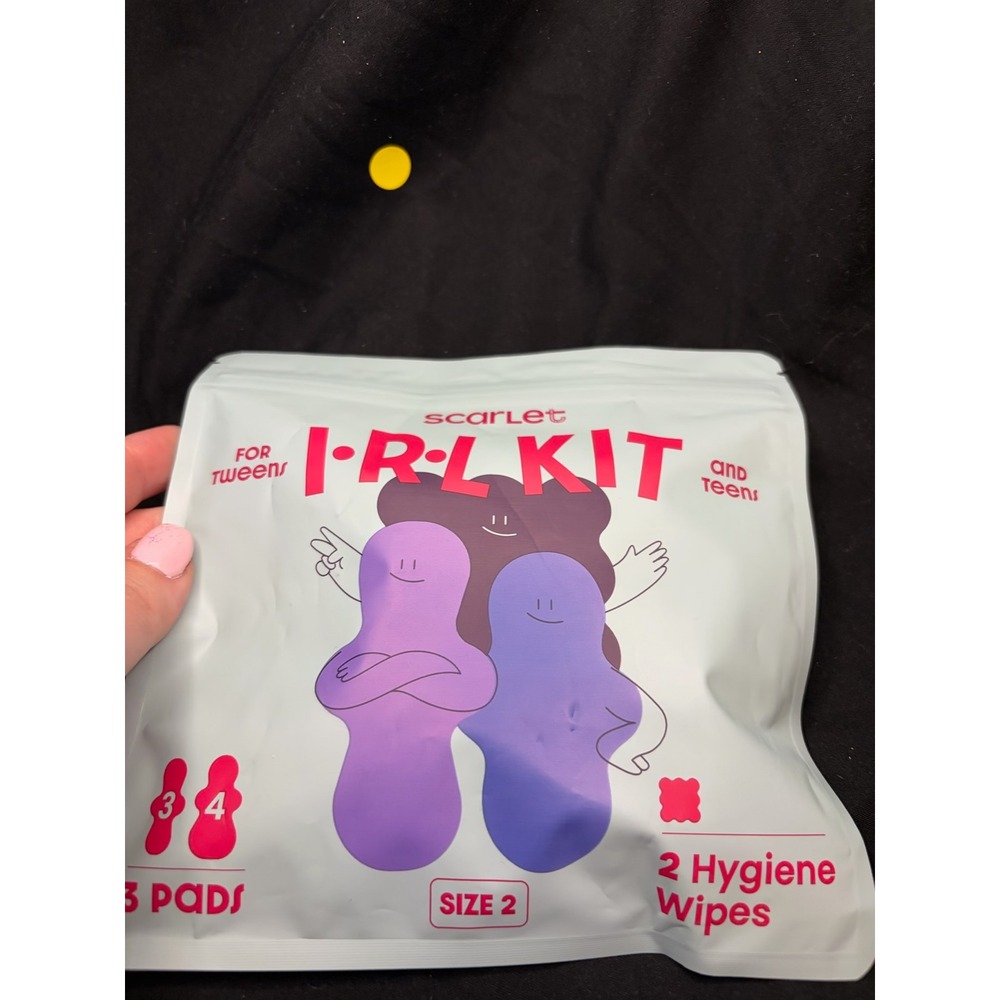 Scarlet IRL Kit Period Care for Tweens and Teens 3 Pads Size 2 and 2 Wipes New